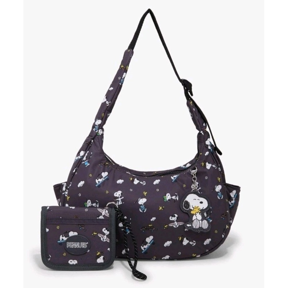 NEW Peanuts Snoopy & Woodstock Icons Nylon‎ Shoulder Bag And Cardholder Wallet